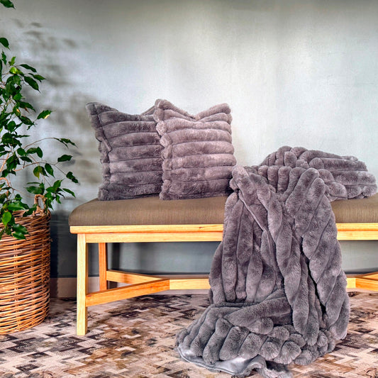 Faux Fur Throw & Cushion Combo – Luxury Home Comfort