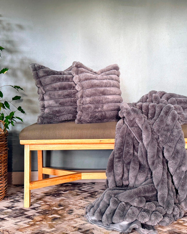 Faux Fur Throw & Cushion Combo – Luxury Home Comfort