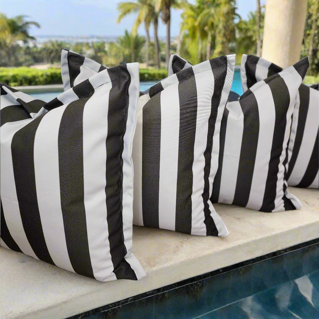 Black and White Outdoor Stripe Cushions