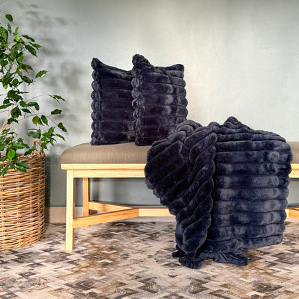 Faux Fur Throw & Cushion Combo – Luxury Home Comfort