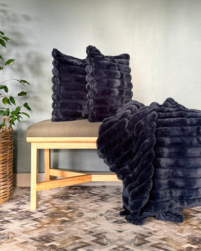 Faux Fur Throw & Cushion Combo – Luxury Home Comfort