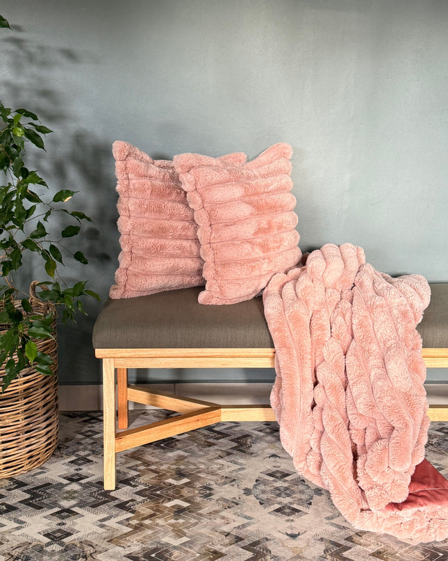 Faux Fur Throw & Cushion Combo – Luxury Home Comfort