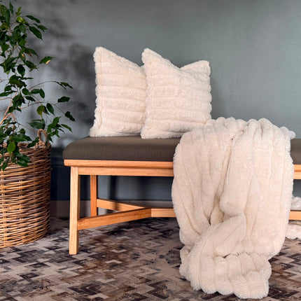 Faux Fur Throw & Cushion Combo – Luxury Home Comfort
